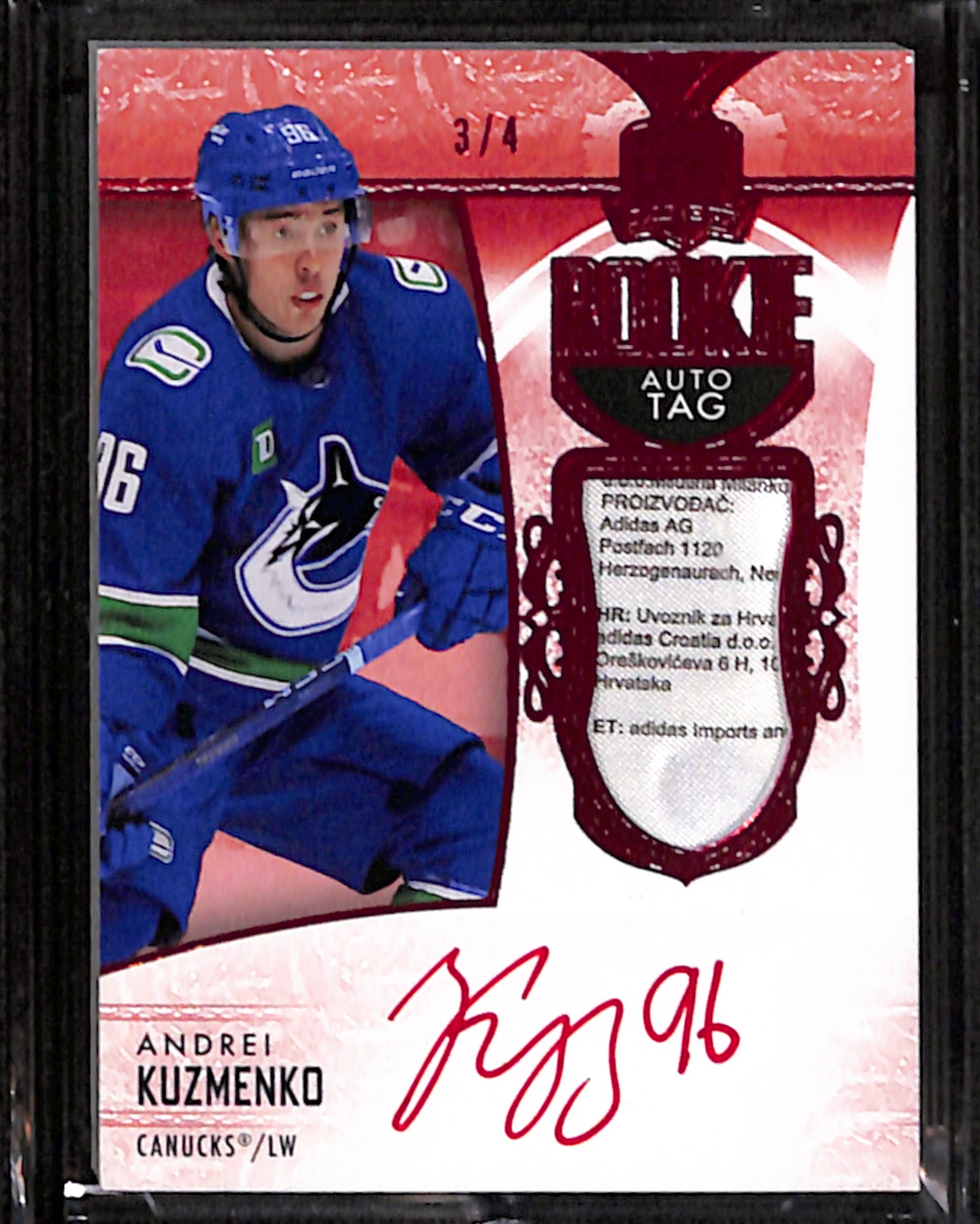 2022-23 The Cup - Andrei Kuzmenko Rookie Auto Tag /4 (128)