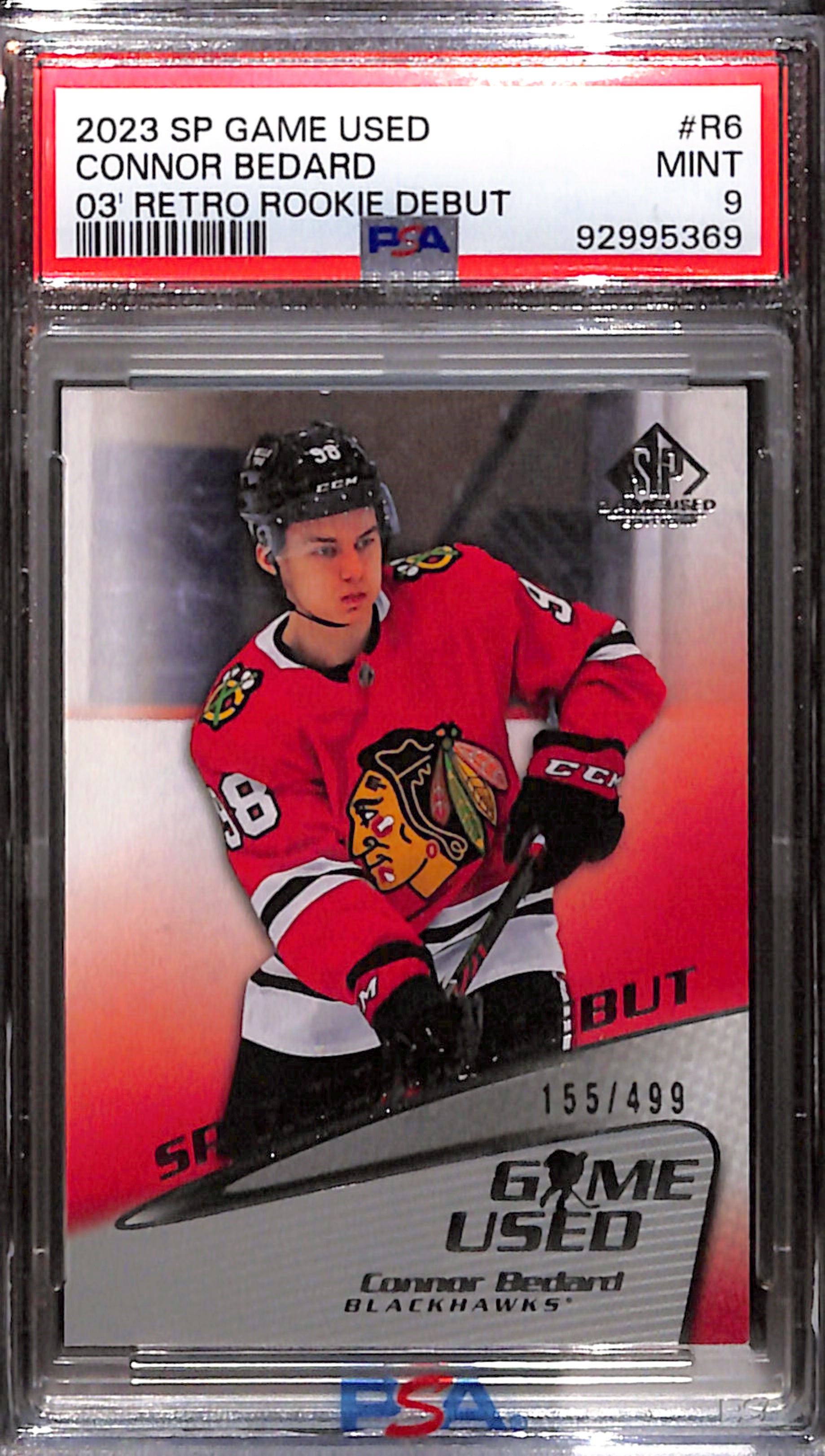 2023 SP Game Used - Connor Bedard #R6 /499 (PSA 9)