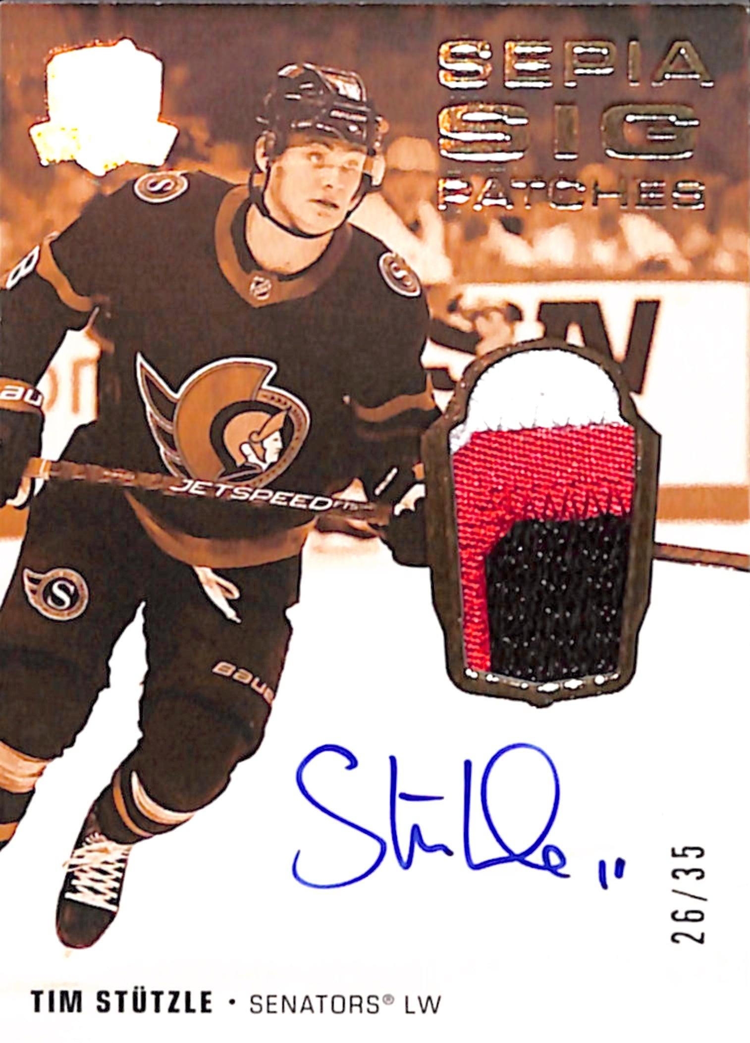 2022-23 The Cup - Tim Stutzle Sepia Sig Patches /35 (SSP-TC)