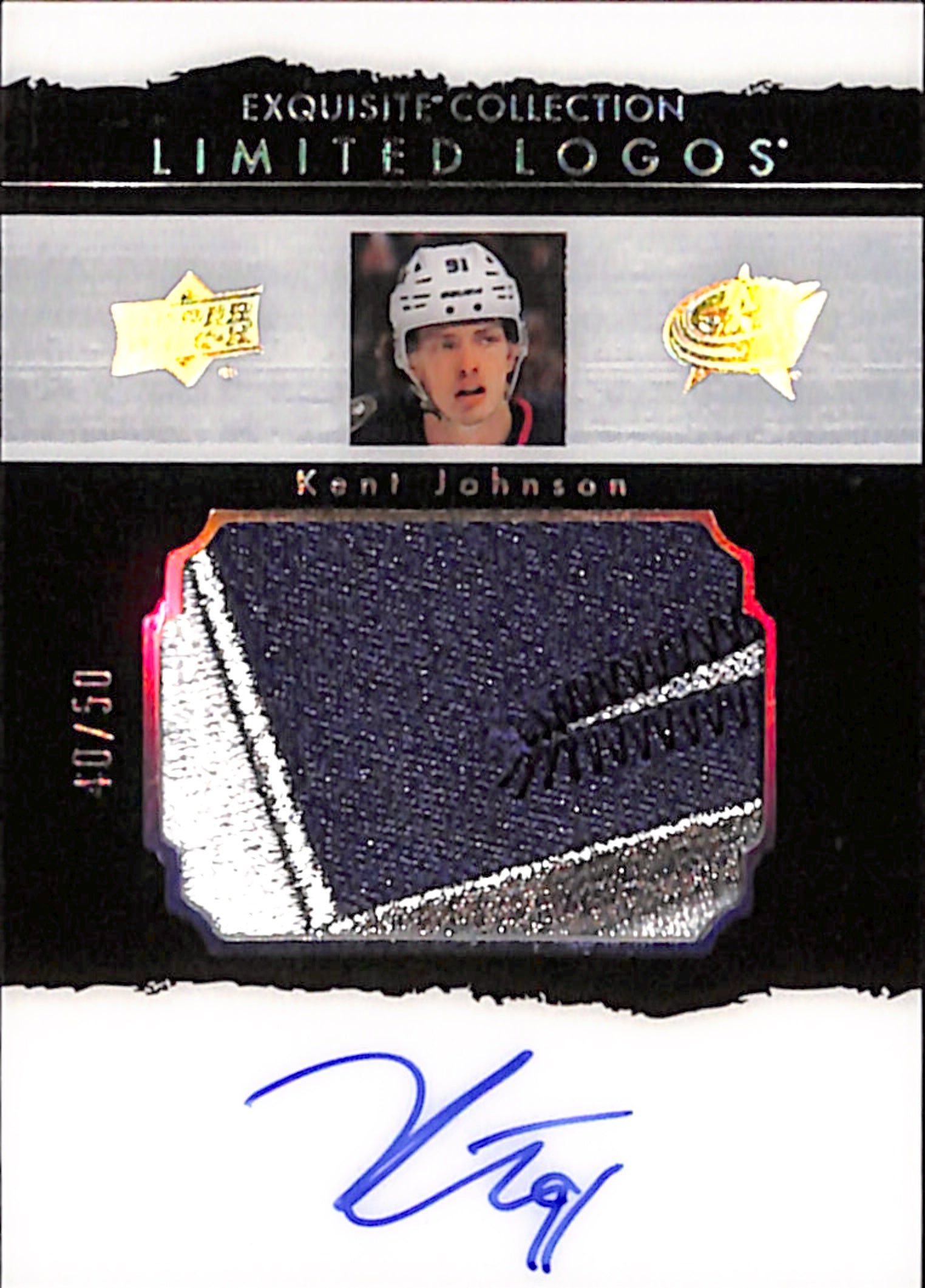 2022-23 The Cup - Kent Johnson Exquisite Collection Limited Logos /50 (LLT-KJ)