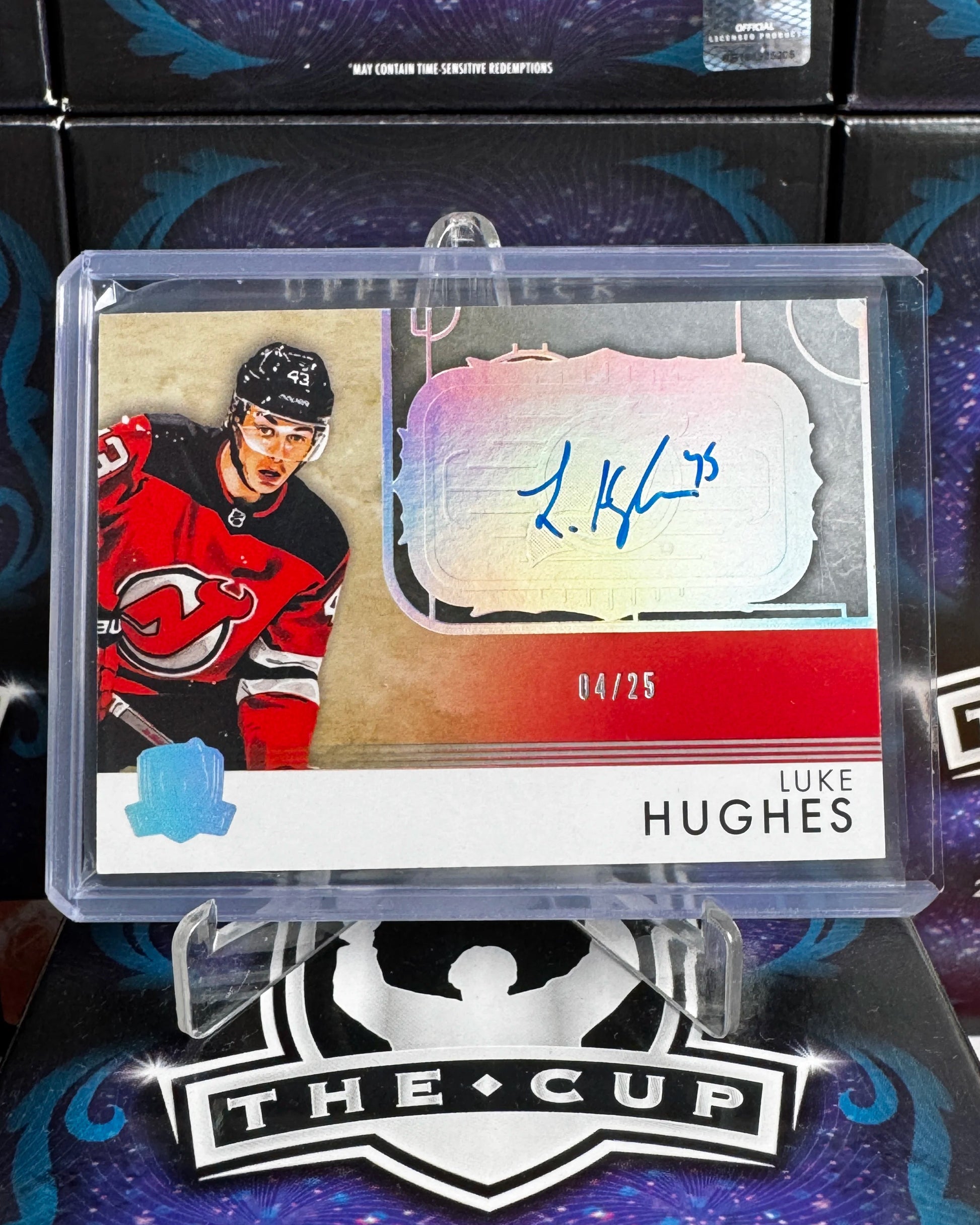 2023-24 The Cup - Luke Hughes Rookie Rink Gallery Auto /25 (RGLH-V3)