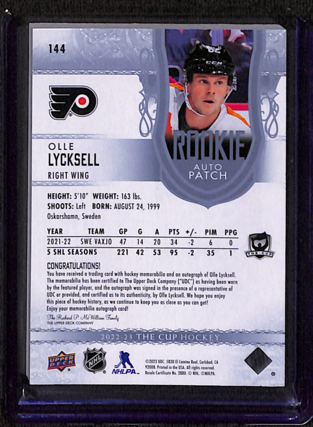 2022-23 The Cup - Olle Lycksell True RPA /249 (144)