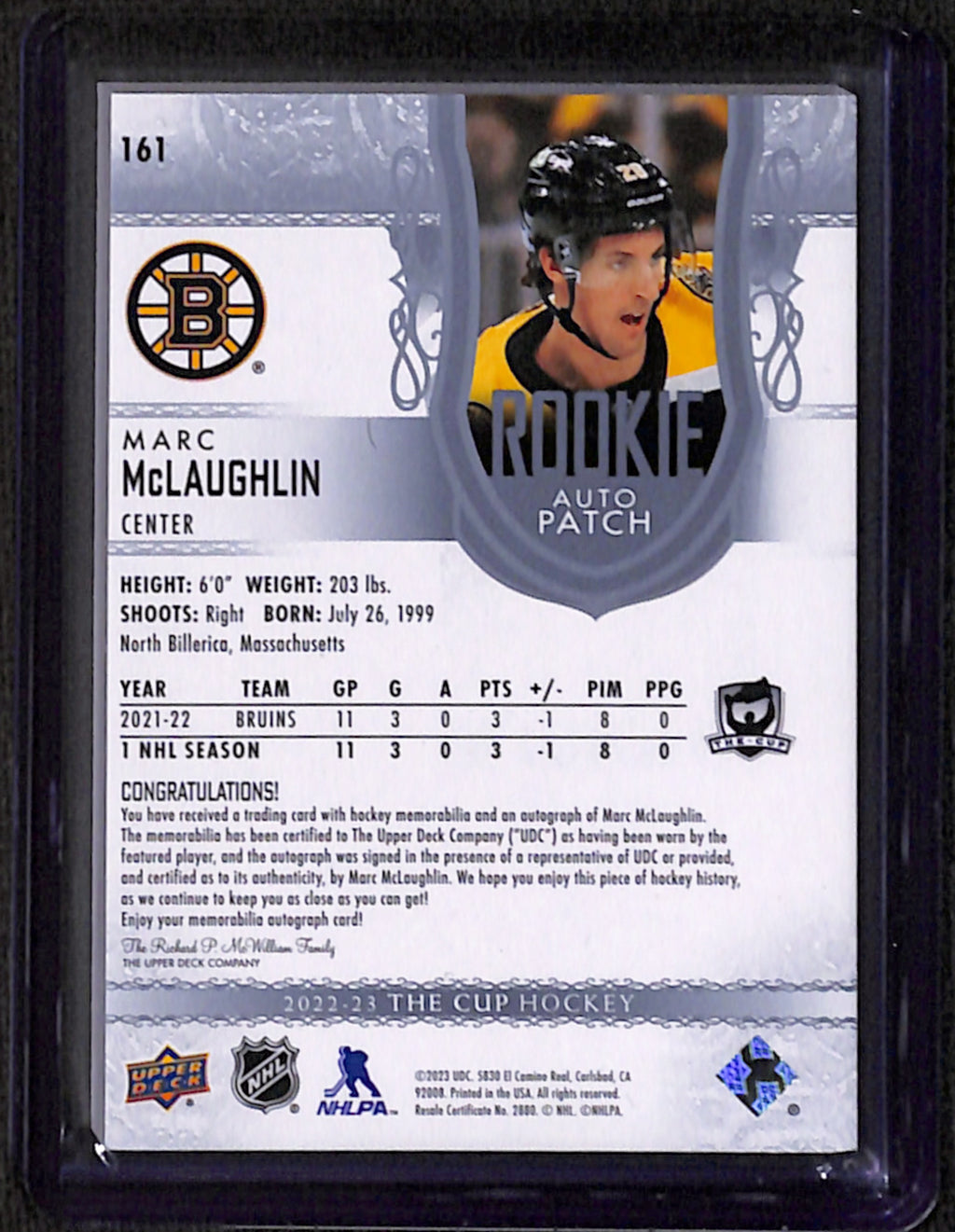 2022-23 The Cup - Marc McLaughlin Rookie Auto Patch (161)