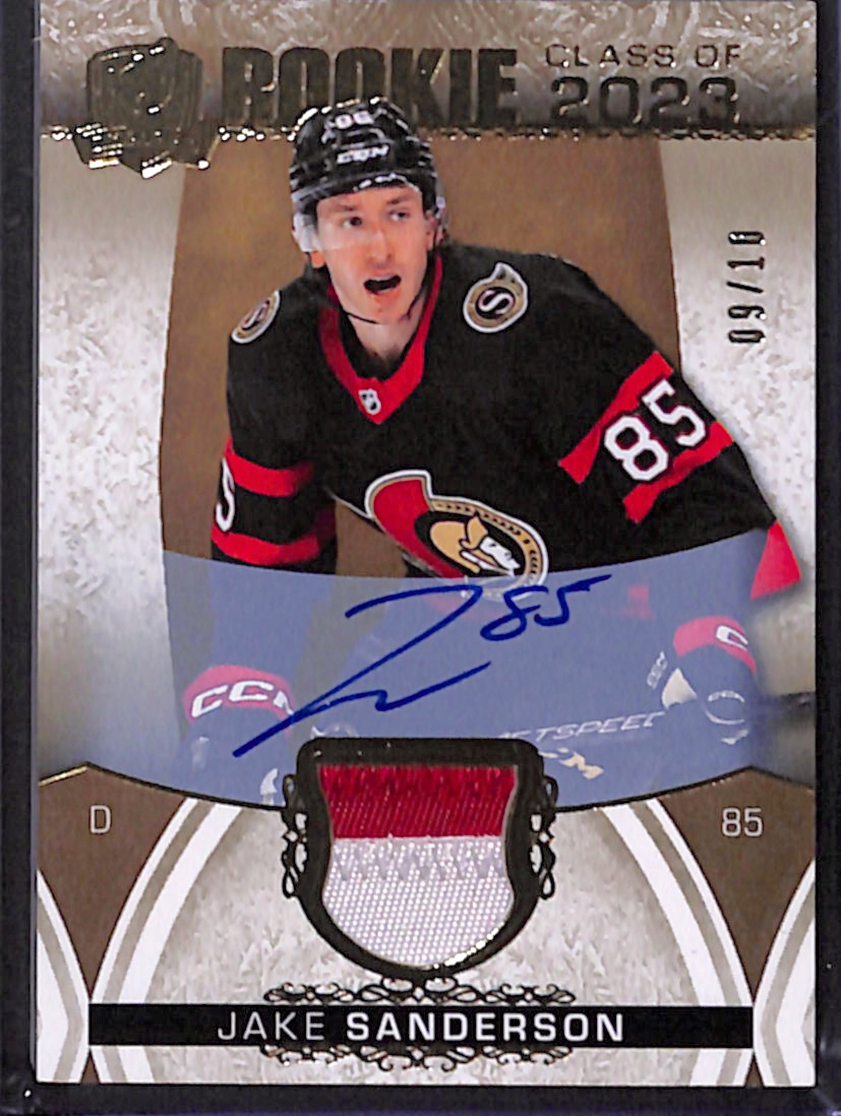 2022-23 The Cup - Jake Sanderson Rookie Class of 2023 Auto Patch  /10 (2023-SA)