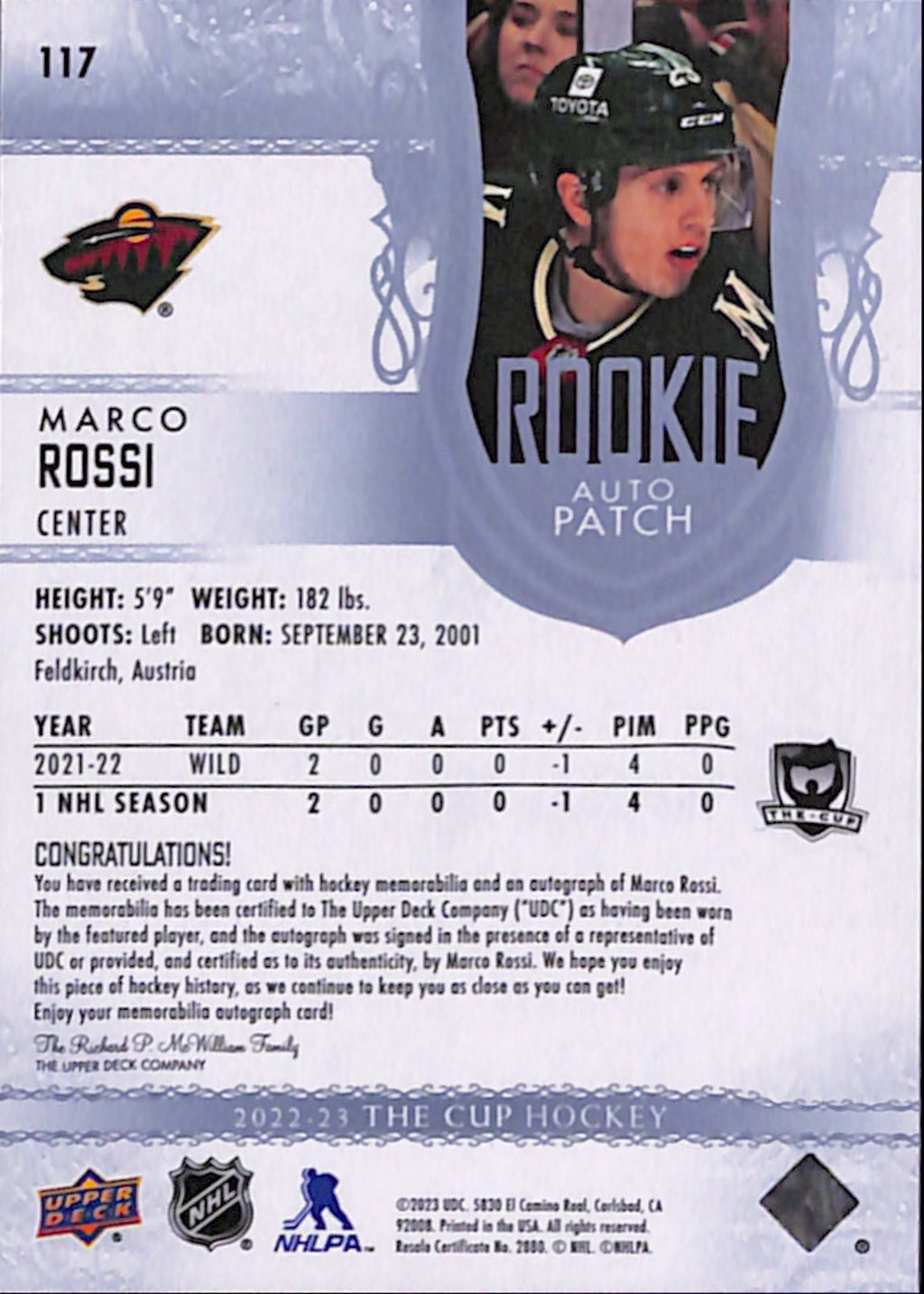 2022-23 The Cup - Marco Rossi True RPA /249 (117)