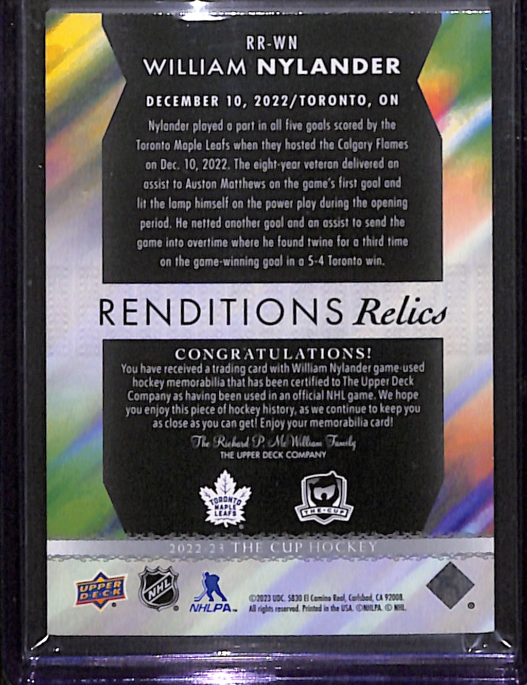 2022-23 The Cup - William Nylander Renditions (RR-WN)