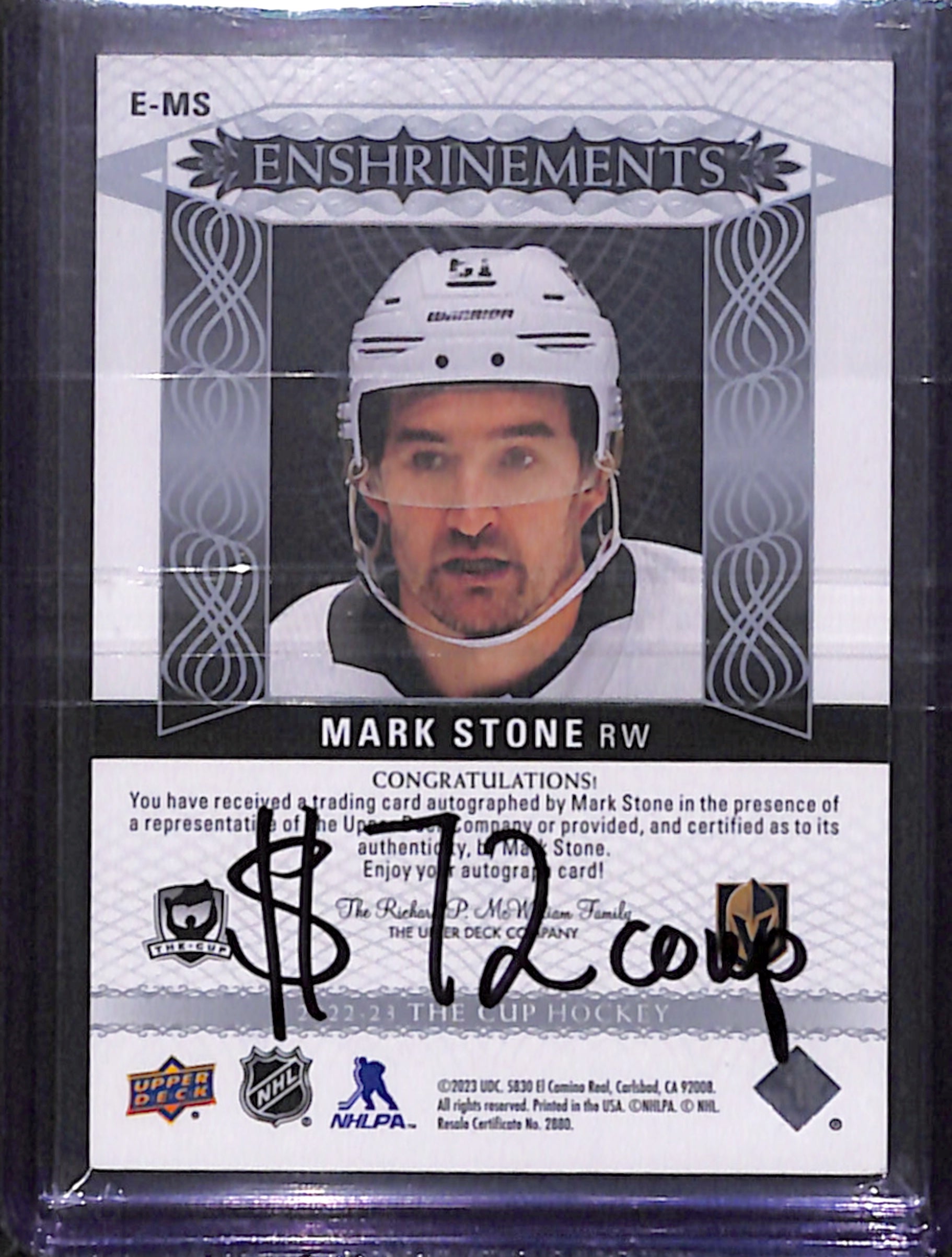 2022-23 The Cup - Mark Stone Enshrinements /99 (E-MS)
