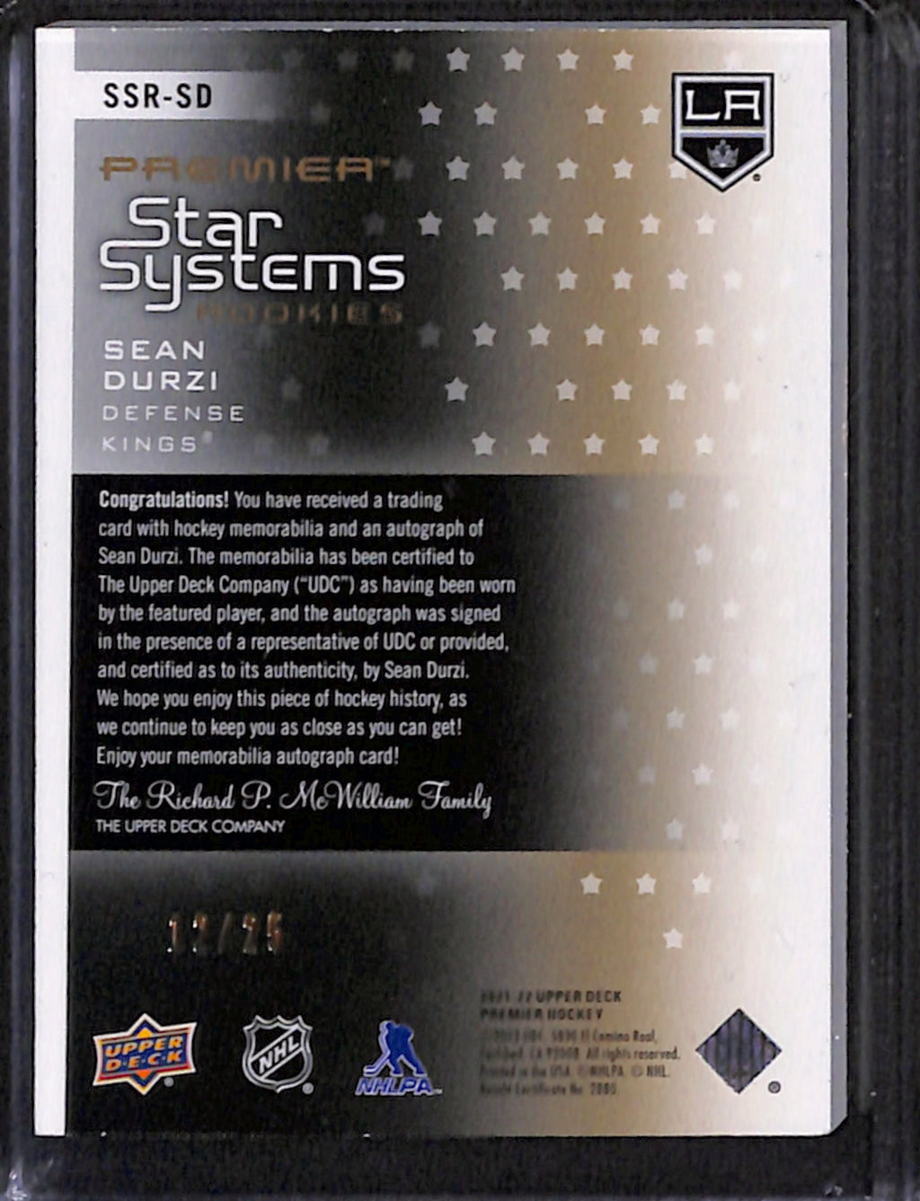 2022-23 Premier - Sean Durzi Star Systems Rookies /25 (SSR-SD)