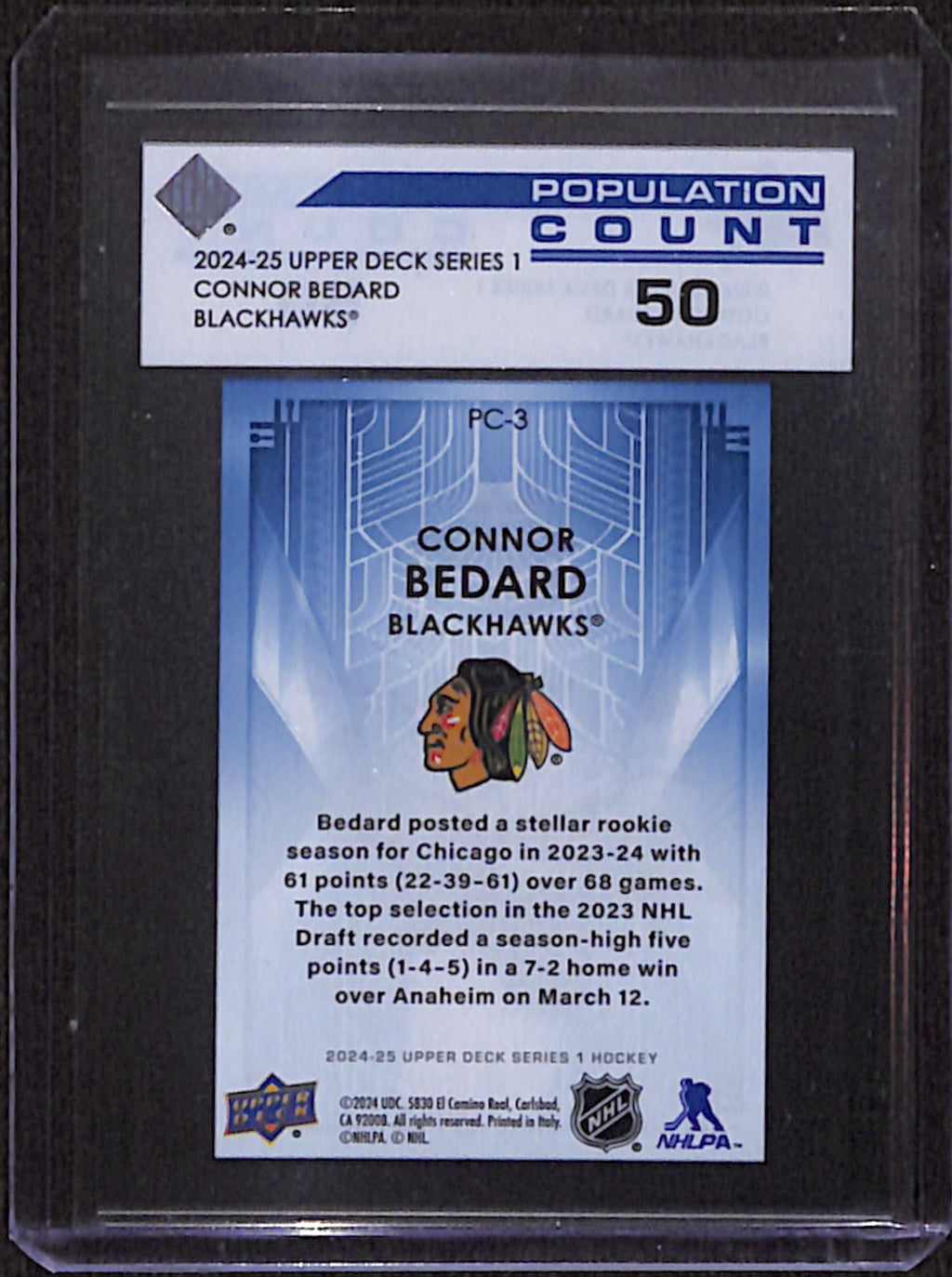 2024-25 Upper Deck Series 1 - Connor Bedard Population Count 50 (PC-3)