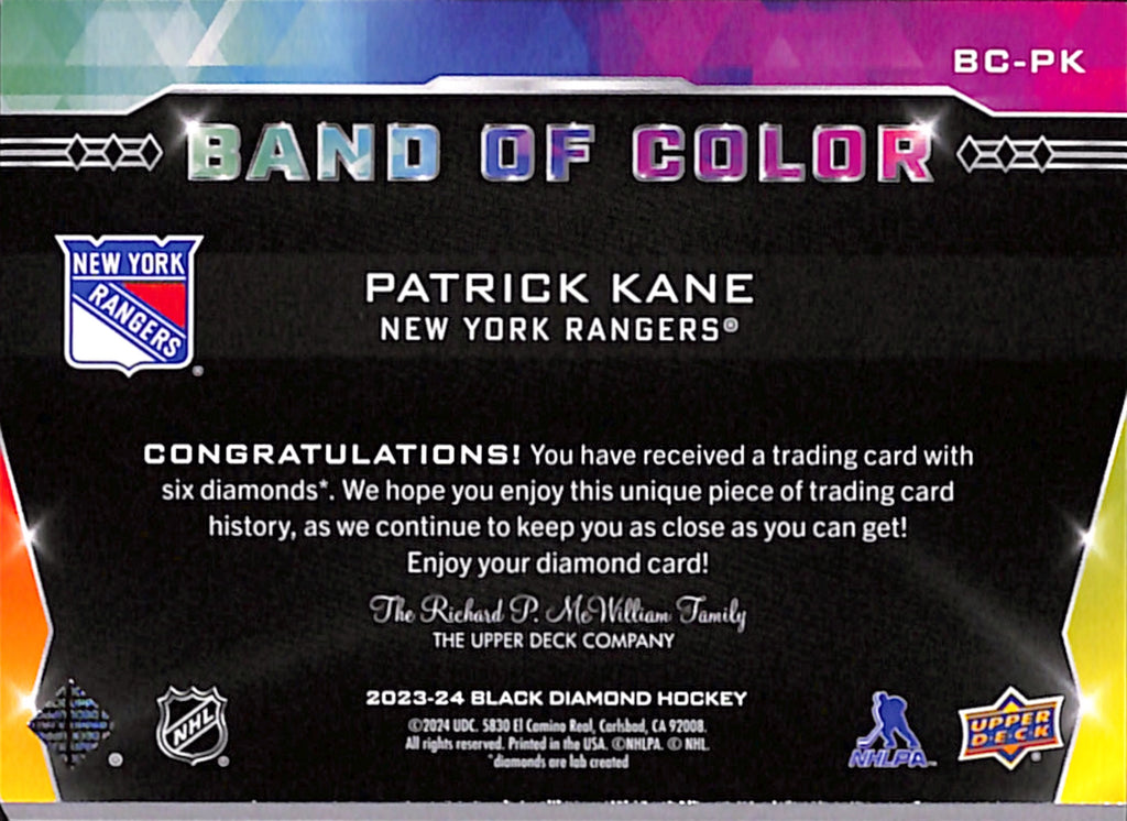 2023-24 Black Diamond - Patrick Kane /23 BAND OF COLOR (BC-PK)