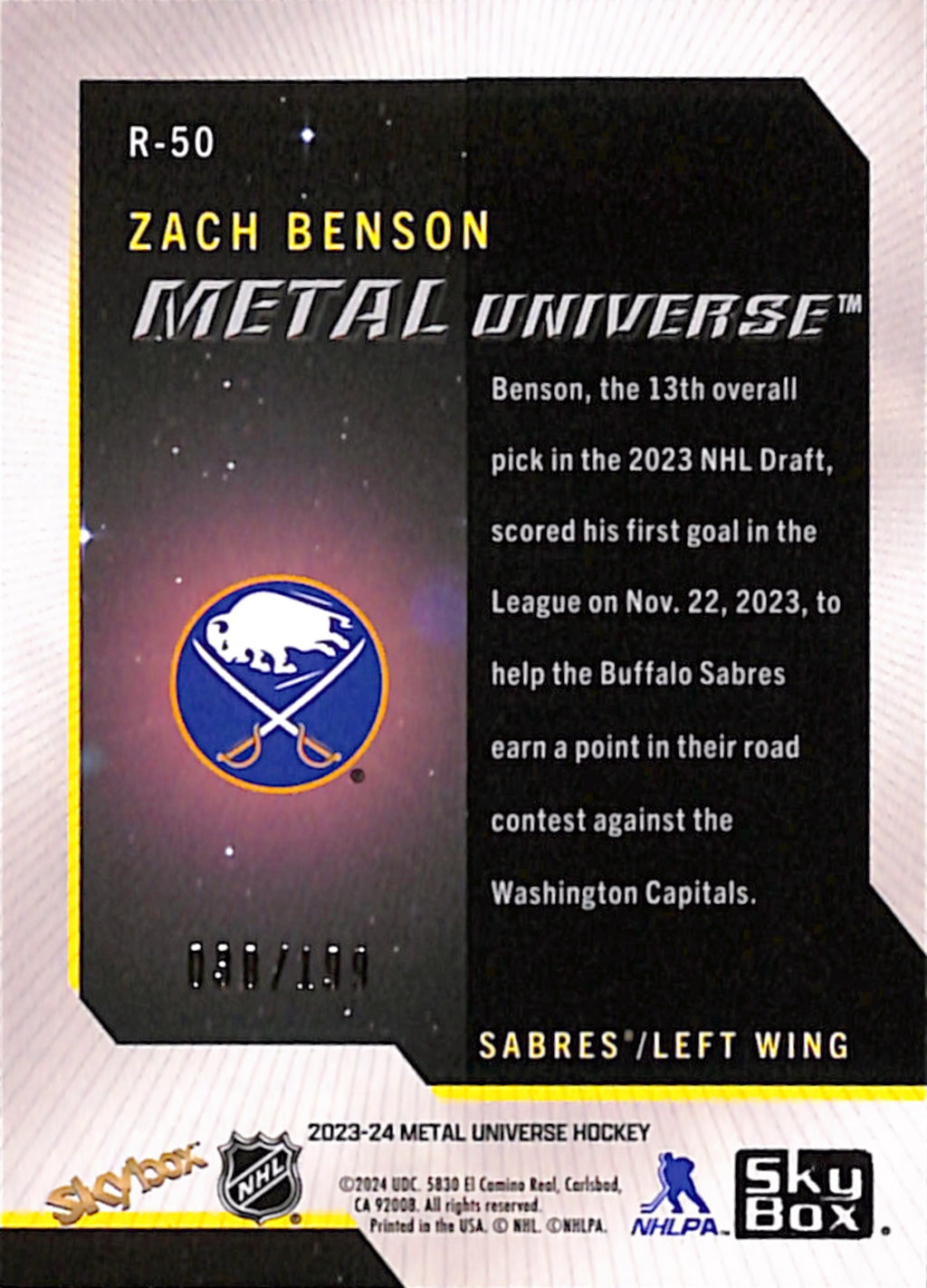 2023-24 Metal Universe - Zach Benson Retro Rookie /199 (R-50)