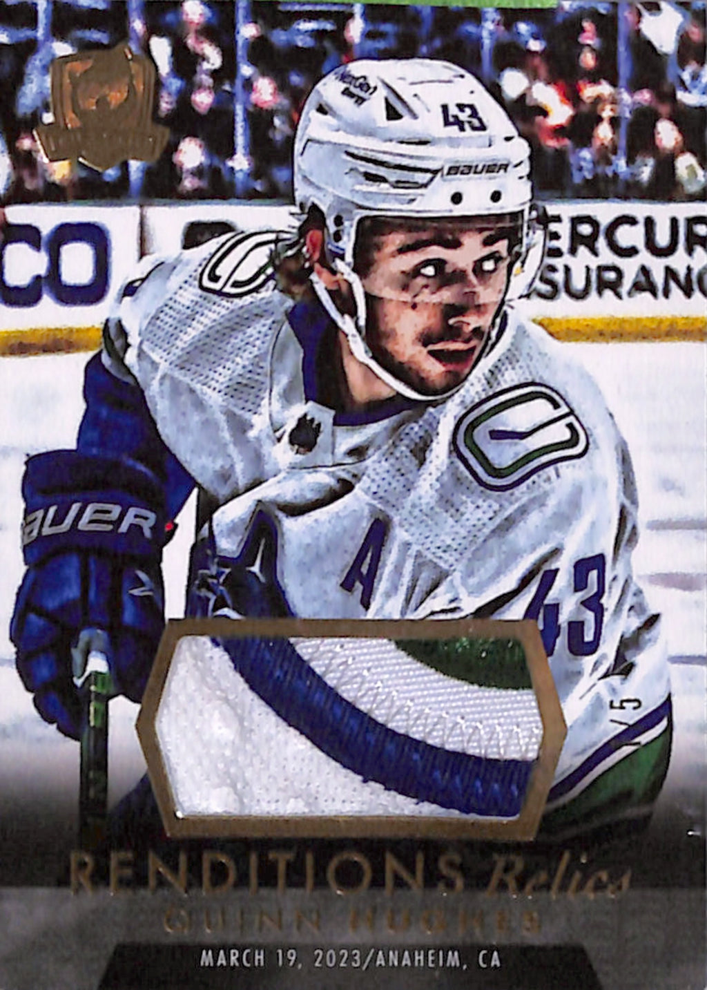 2022-23 The Cup - Quinn Hughes Renditions Relics Patch /5 (RR-QH)