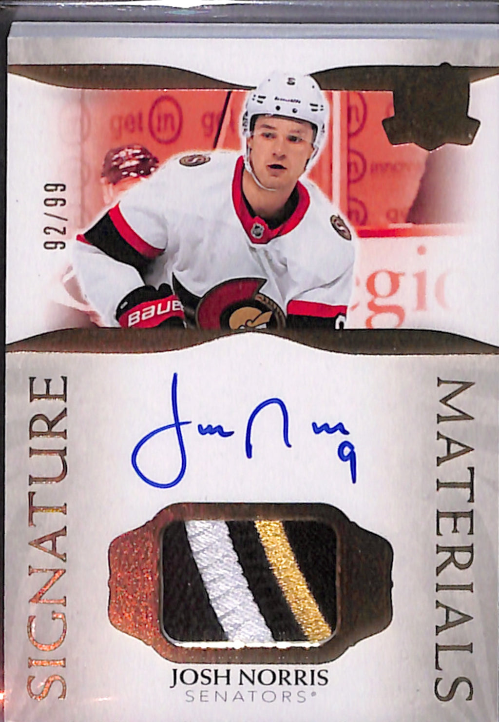 2021-22 The Cup - Josh Norris Signature Materials /99 (SP-JN)