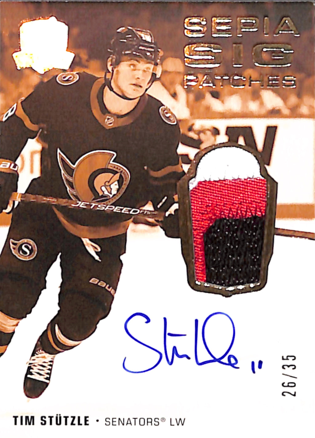 2022-23 The Cup - Tim Stutzle Sepia Sig Patches /35 (SSP-TC)