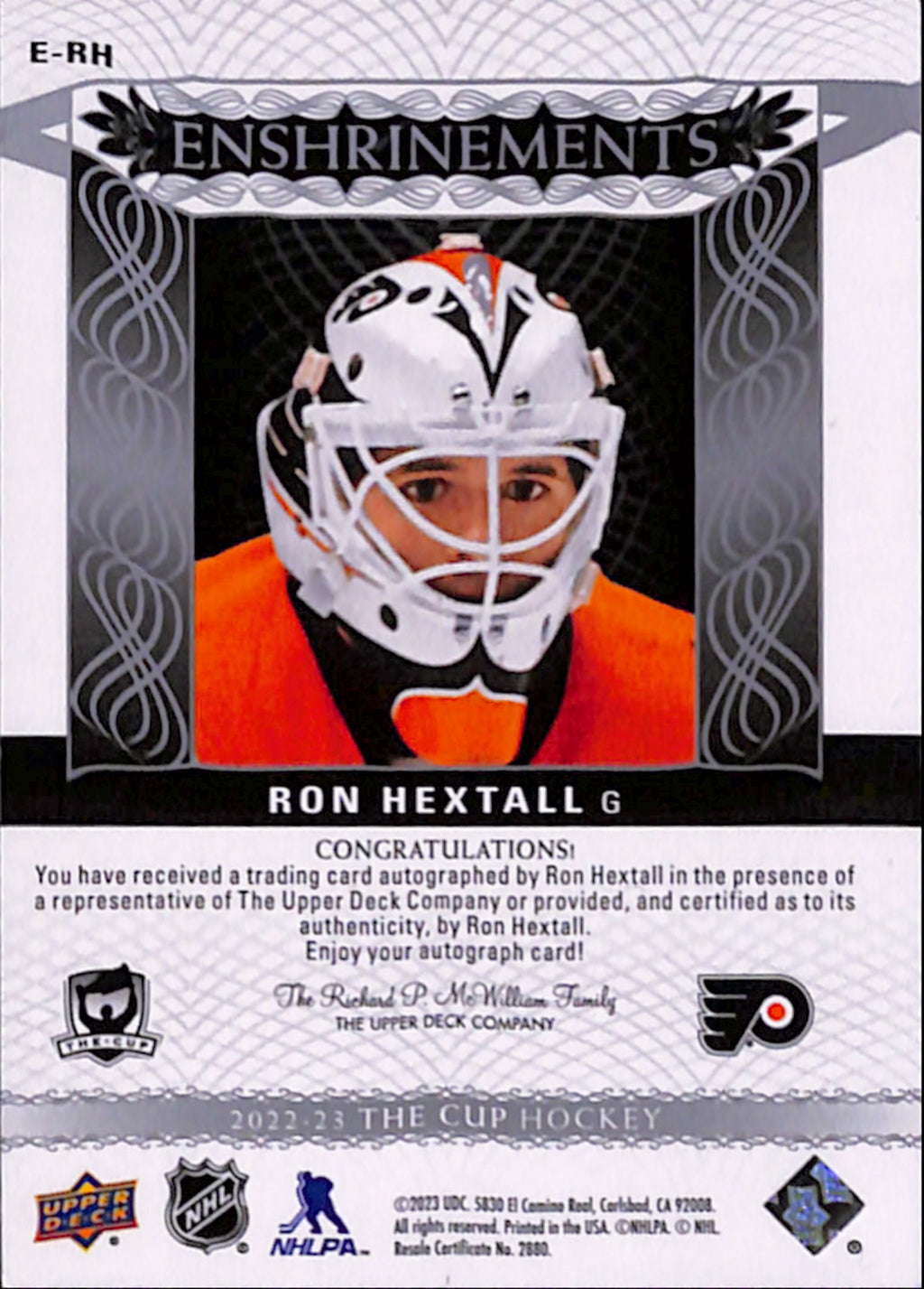 2022-23 The Cup - Ron Hextall Enshrinements /99 (E-RH)