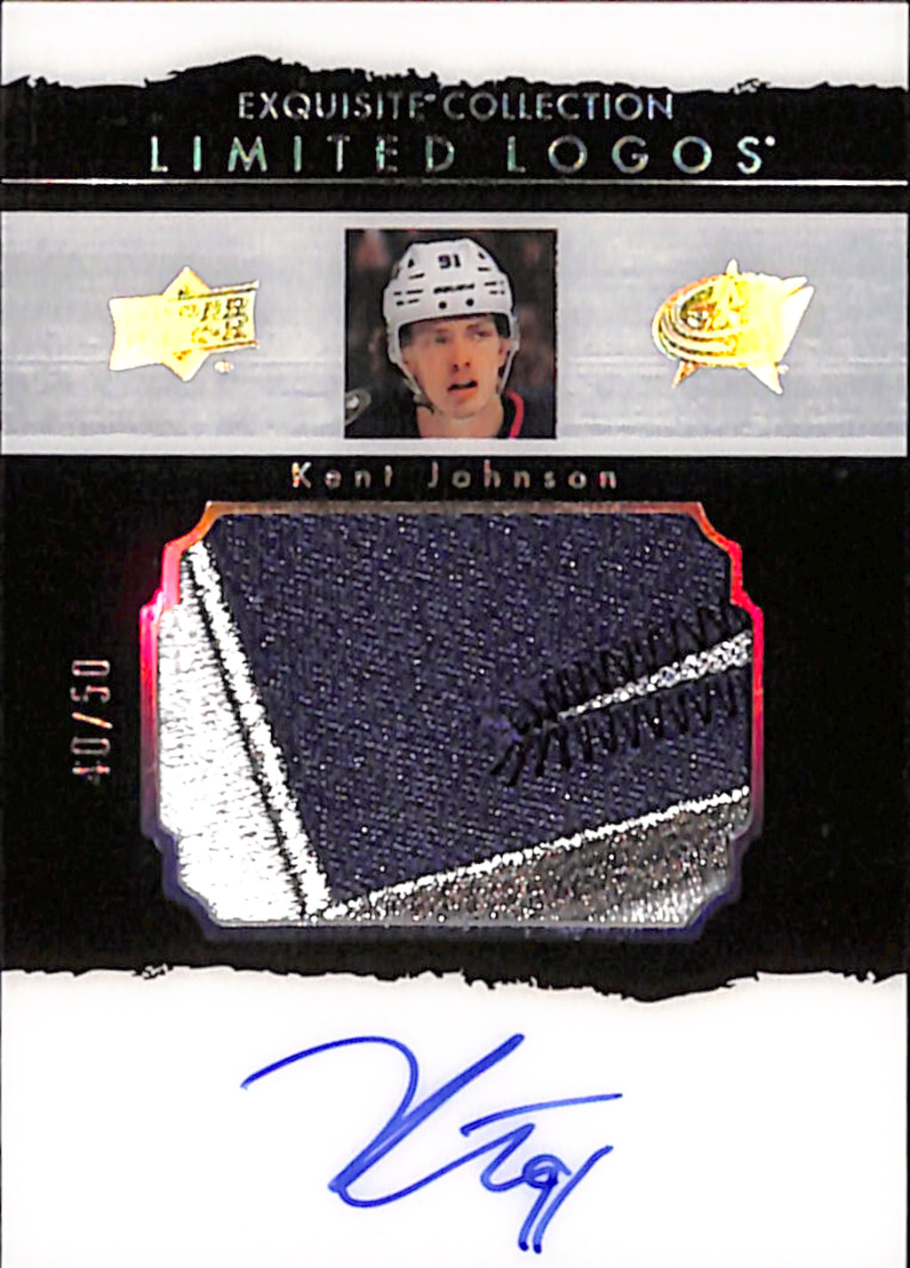 2022-23 The Cup - Kent Johnson Exquisite Collection Limited Logos /50 (LLT-KJ)