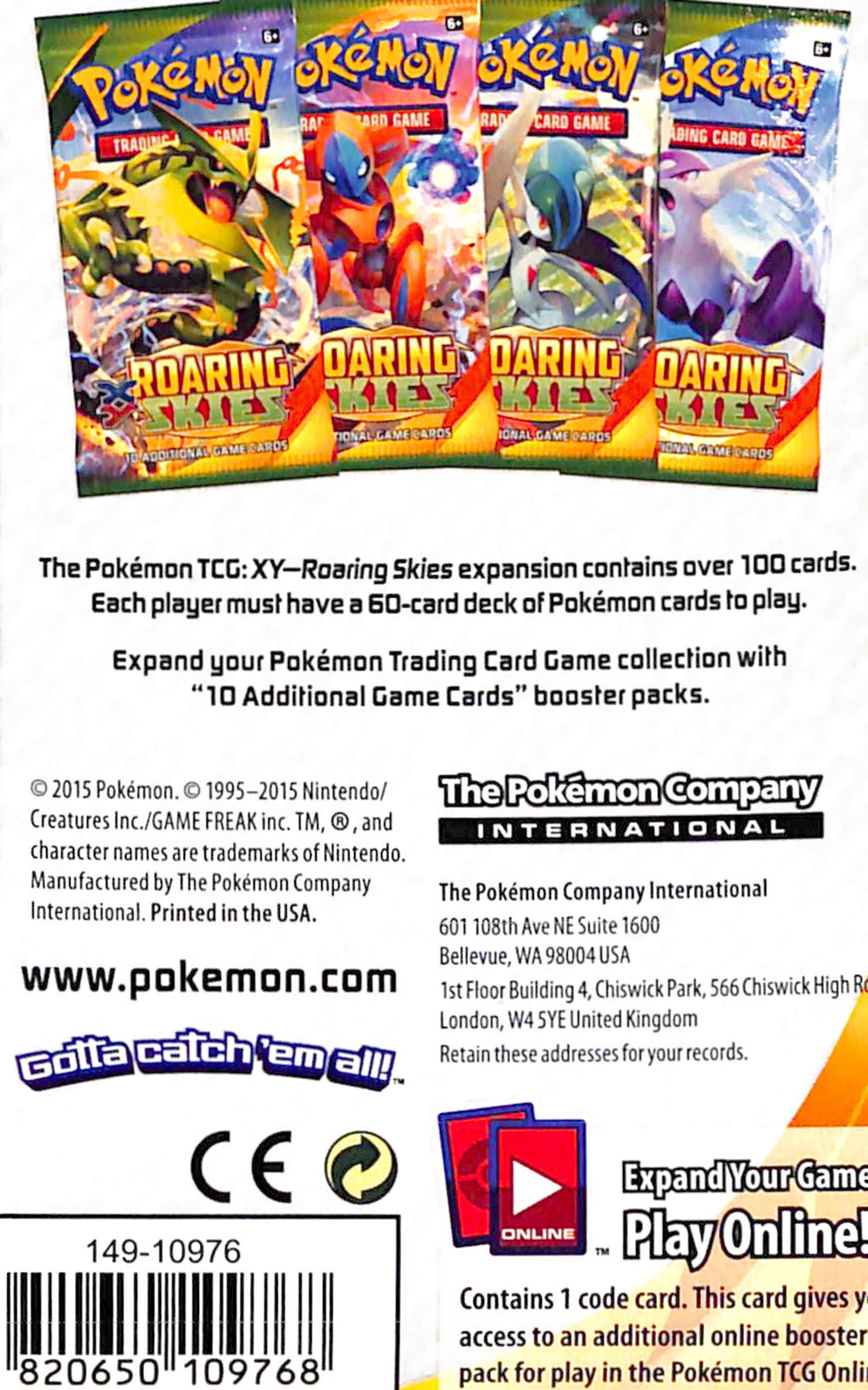 Pokemon TCG: XY Roaring Skies Sleeved Pack