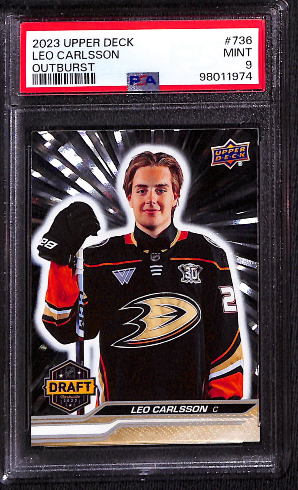 2023 Upper Deck Extended Series - Leo Carlsson Outburst #736 - PSA 9