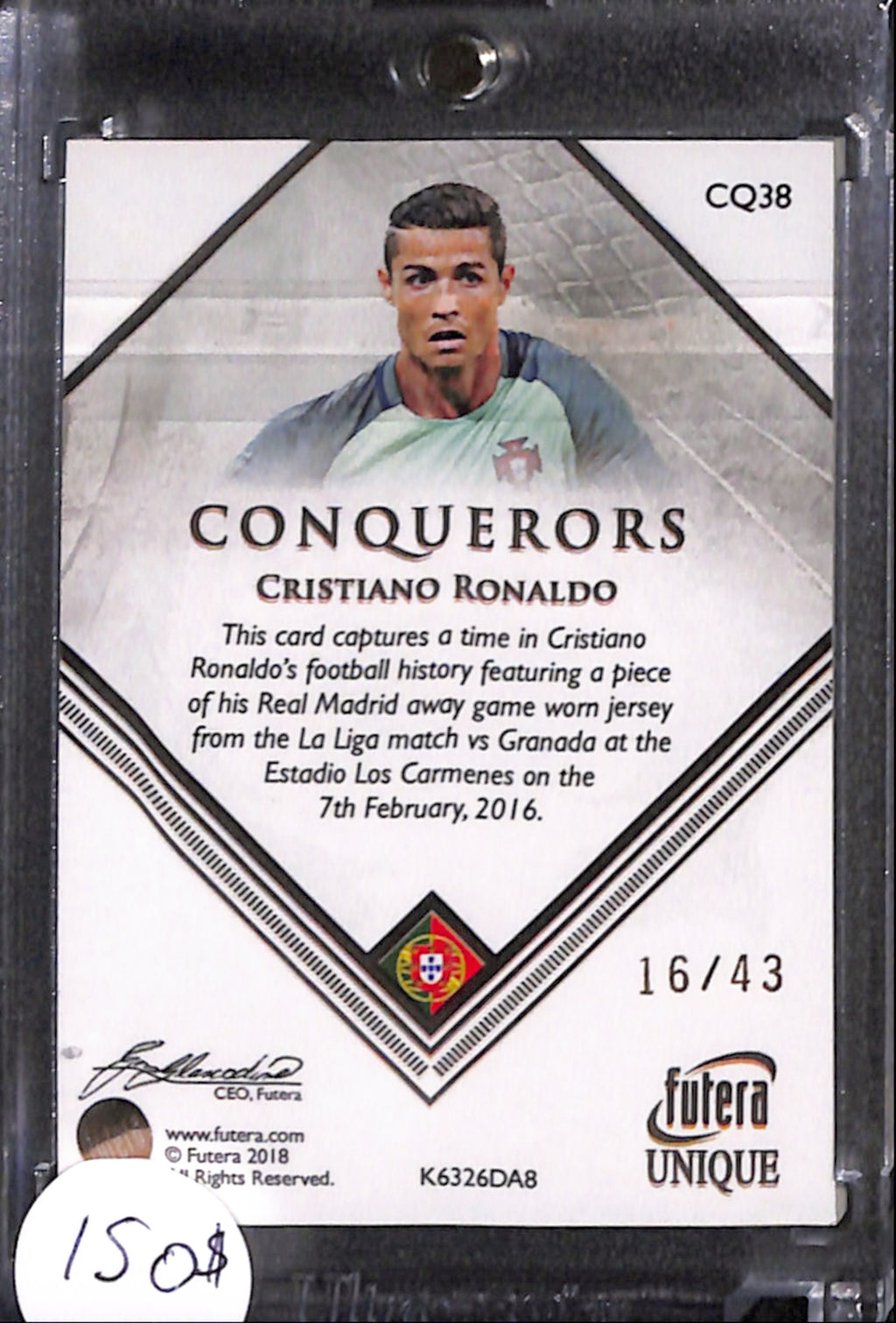 2018 Futera - Cristiano Ronaldo Conquerors /43 (CQ38)