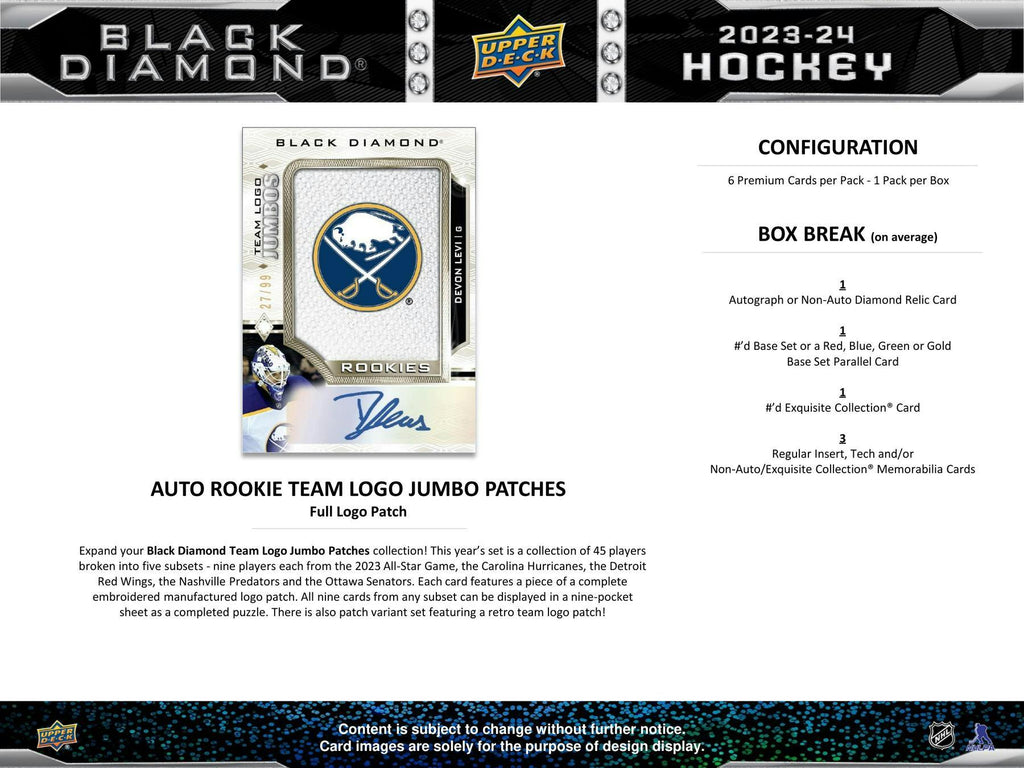 2023-24 Upper Deck Black Diamond Hockey CDD Exclusive Edition Hobby Box - Miraj Trading