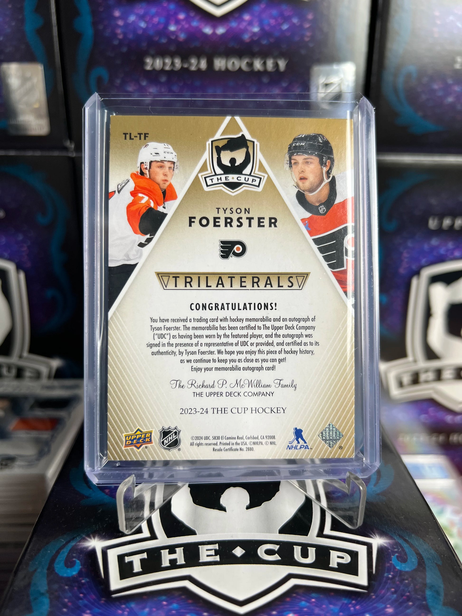 2023-24 The Cup Tyson Foerster Trilaterals Auto Patch /13 (TL-TF)