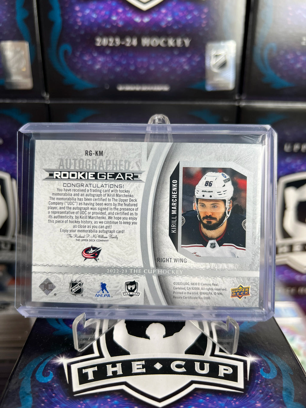 2023-24 The Cup - Kirill Marchenko Autographed Rookie Gear /24 (RG-KM)
