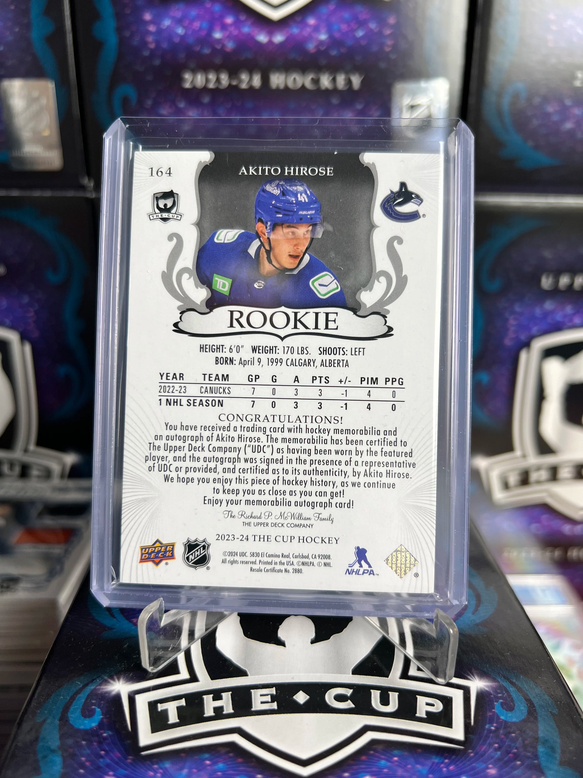 2023-24 The Cup - Akito Hirose Gold Rookie Patch Auto /24 (164)