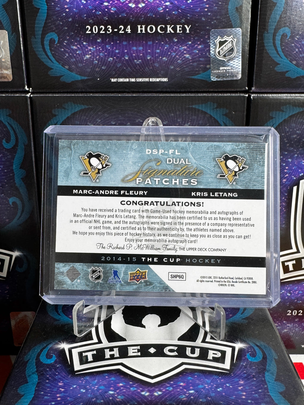 2014-15 The Cup Update - Marc-Andre Fleury/Kris Letang Dual Signature Patches /35 (DSP-FL)