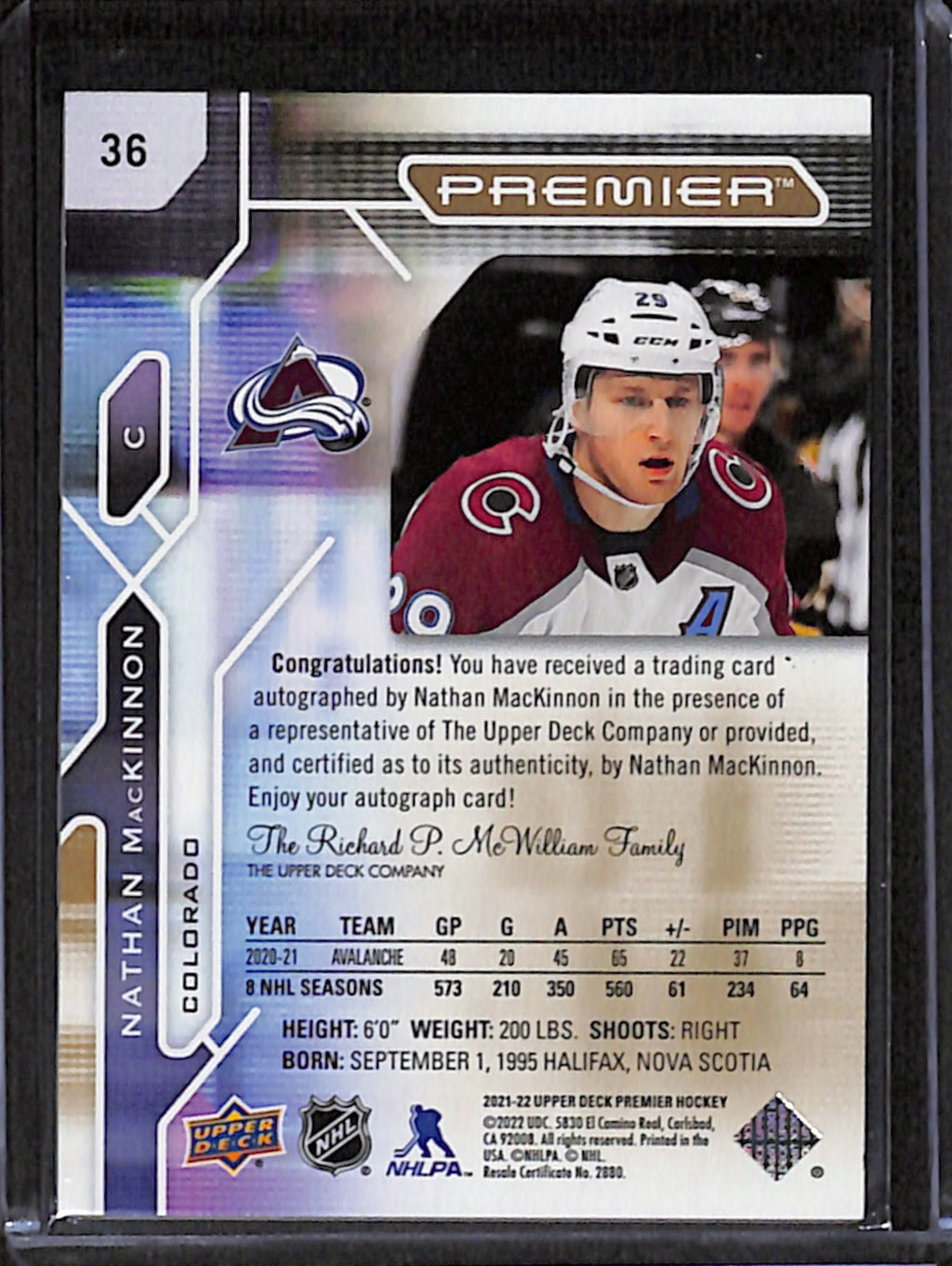 2021-22 Premier - Nathan MacKinnon Auto /25 (36)