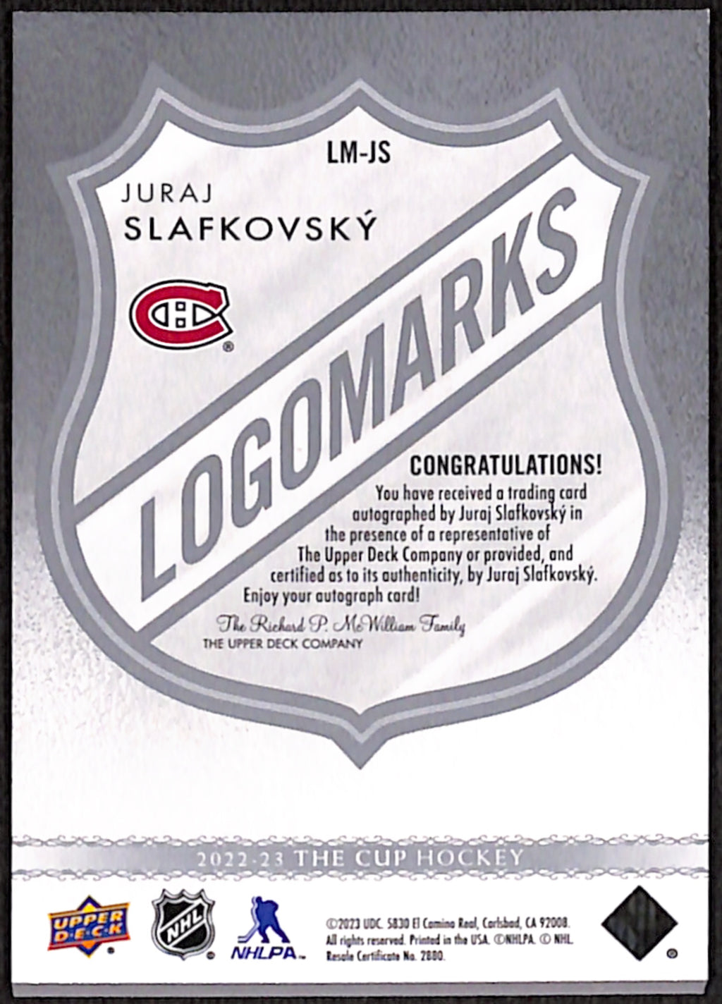2022-23 The Cup - Juraj Slafkovsky Logomarks (LM-JS)