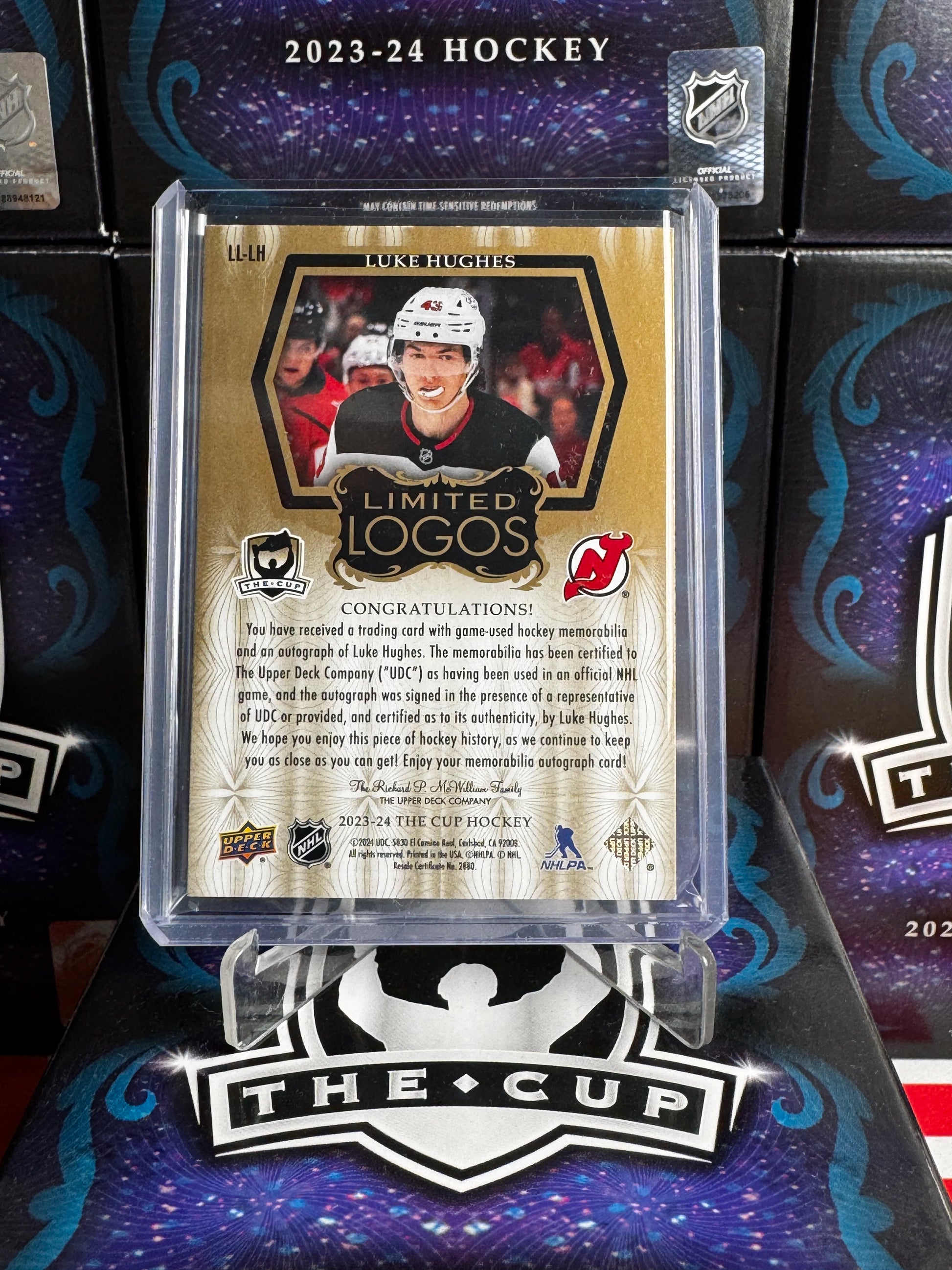2023-24 The Cup - Luke Hughes Limited Logos Auto Patch /50 (LL-LH)