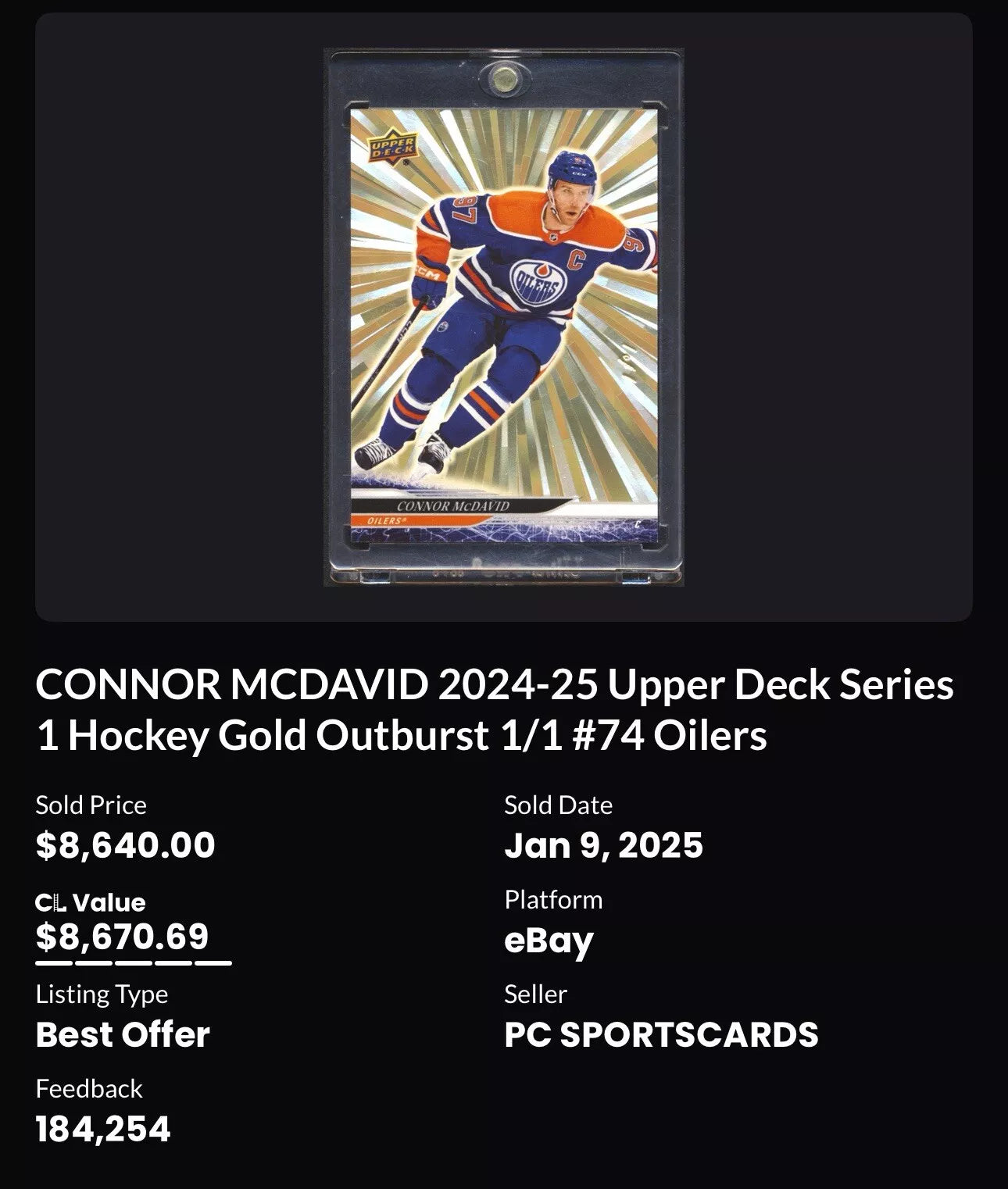 2024-25 Upper Deck Fleer Ultra Connor McDavid 1/1 Thunder Clap CDD Exclusive