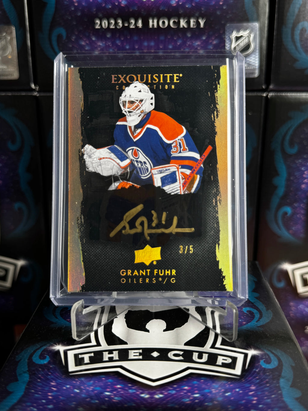 2023-24 The Cup - Grant Fuhr Exquisite Black Gold Auto \5 (EB-GF)